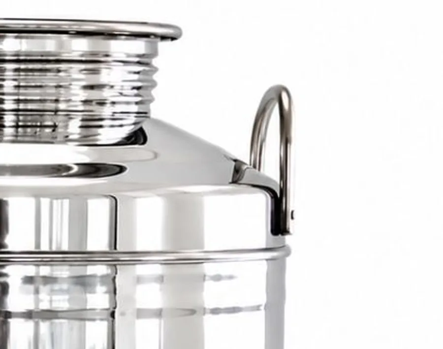 Close-up of the Milano drum's stainless steel carrying handle